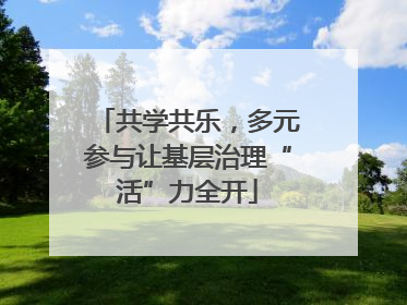 共学共乐，多元参与让基层治理“活”力全开